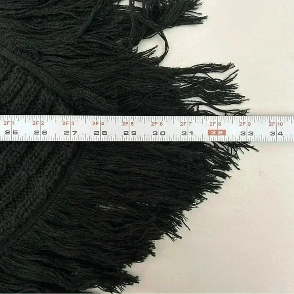 Vintage Poncho Cable Knit Fringe Trim  Black Turtleneck Small Medium - Picture 15 of 16